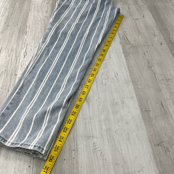 PacSun Blue White Stripe High Rise Slim Fit Cotton Mom Jeans 27 - Picture 9 of 10